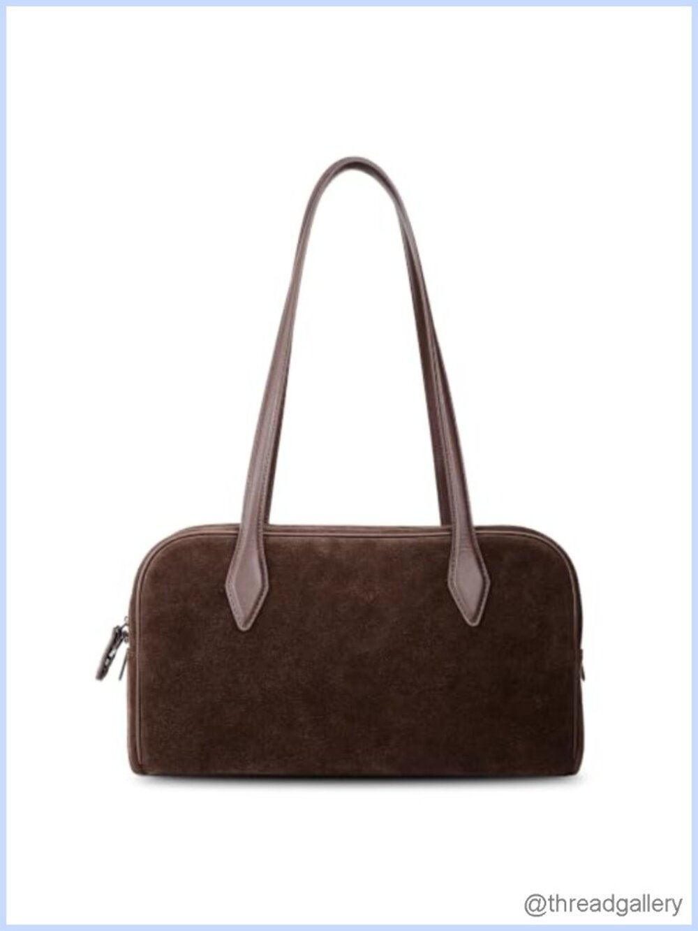 Genuine Suede Leather Shoulder Bag Bowler Purse with Anti-Theft Zipper